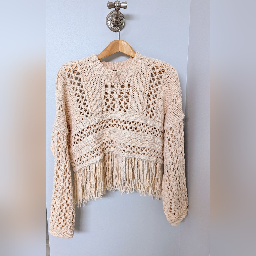Free People, Fringed Sweater, Size M never worn
